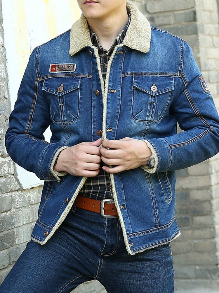 Casaco Masculino Casual Largo De Lapela Grossa