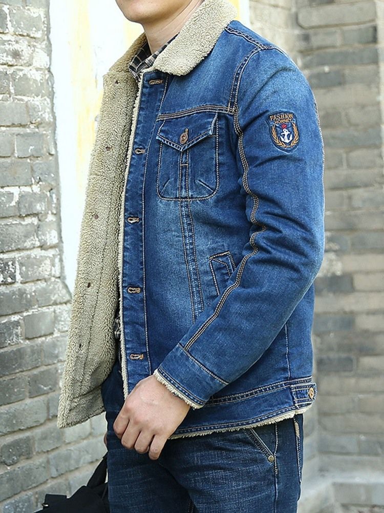 Casaco Masculino Casual Largo De Lapela Grossa