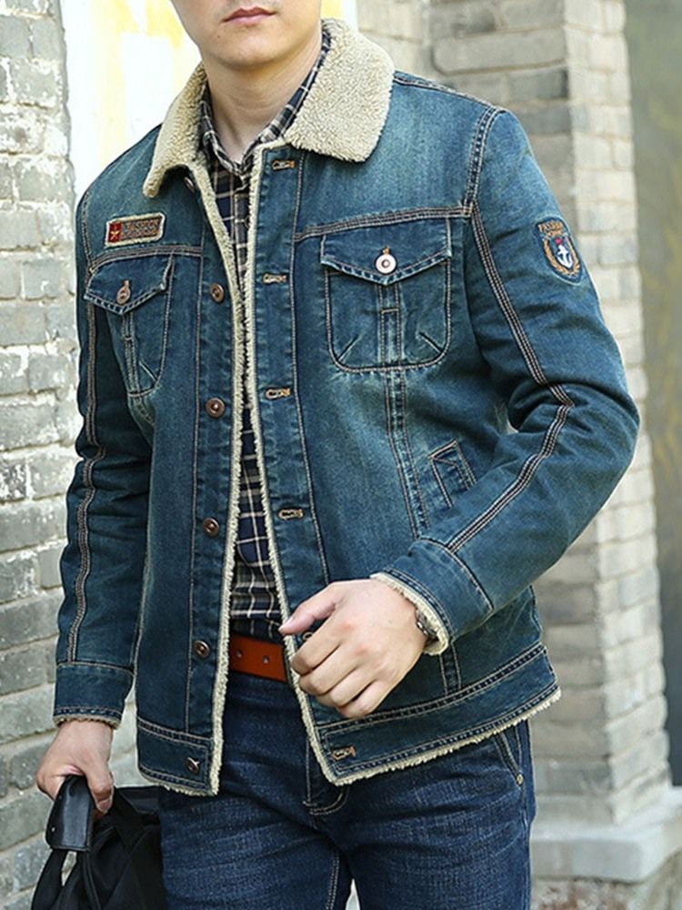 Casaco Masculino Casual Largo De Lapela Grossa