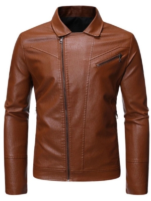 Casaco Masculino Casual Liso Com Zíper De Lapela