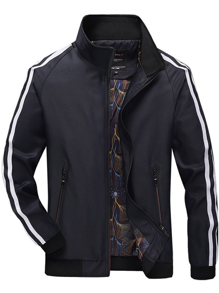 Casaco Masculino Com Gola Listrada Com Zíper