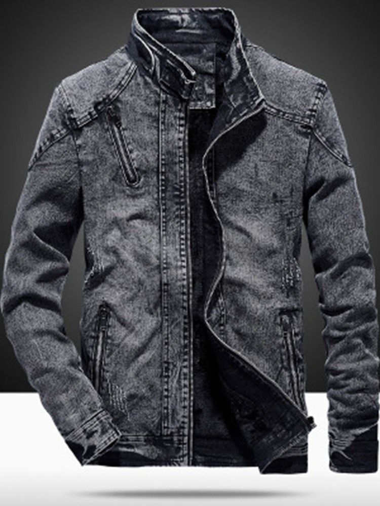 Casaco Masculino De Inverno Com Zíper Simples De Lã Usado