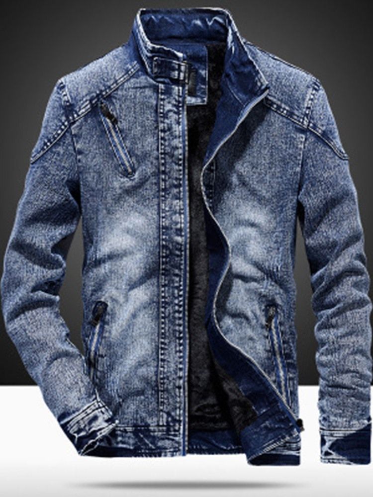 Casaco Masculino De Inverno Com Zíper Simples De Lã Usado