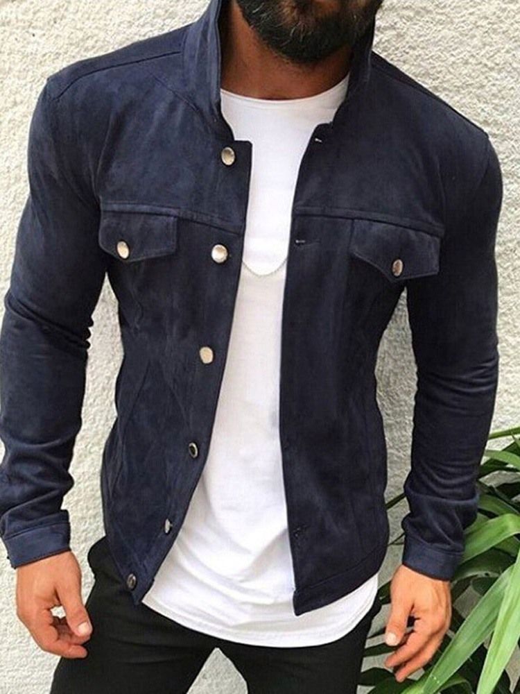 Casaco Masculino De Lapela Simples Liso Fino Fino Para Outono