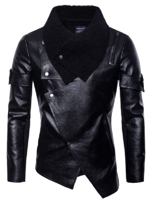Casaco Masculino Patchwork Simples Lapela Com Zíper Europeu