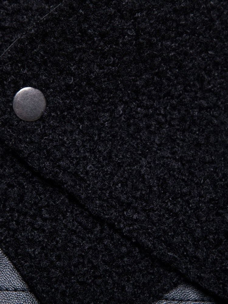 Casaco Masculino Patchwork Simples Lapela Com Zíper Europeu