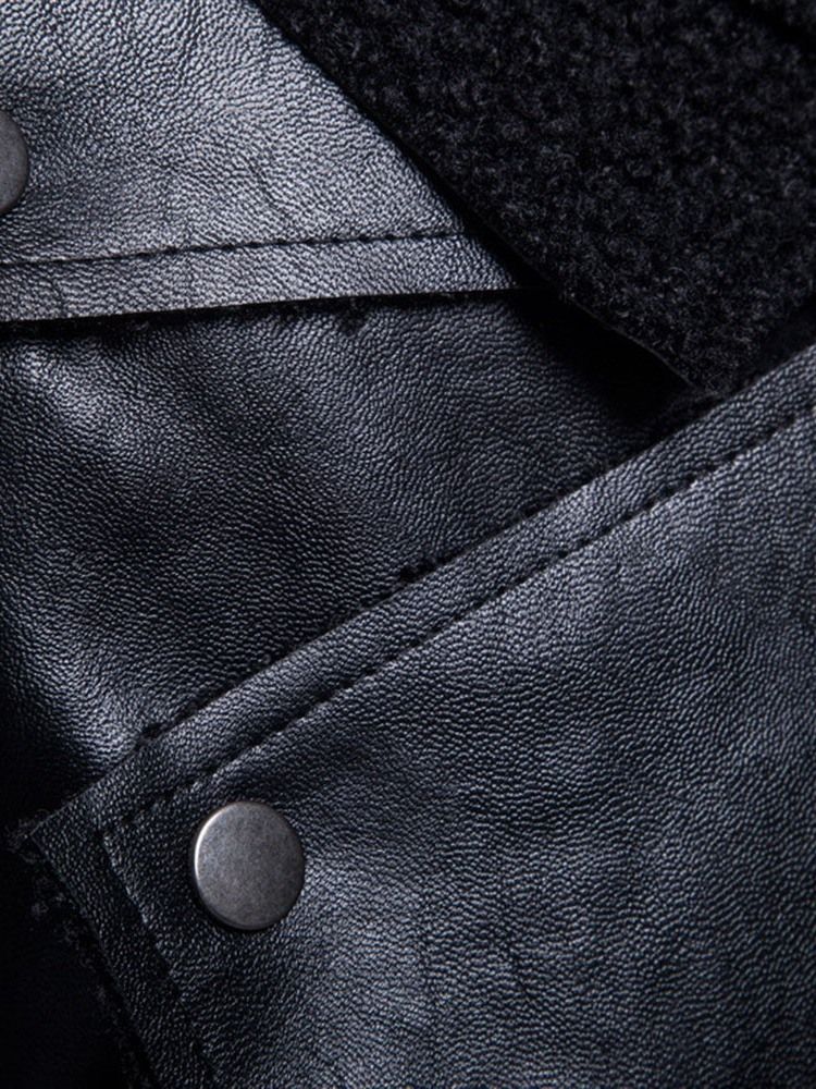 Casaco Masculino Patchwork Simples Lapela Com Zíper Europeu