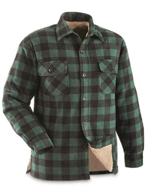 Casaco Masculino Xadrez De Lapela Fleece Fall Loose