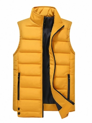 Colete Casual Masculino Com Zíper De Gola Grossa