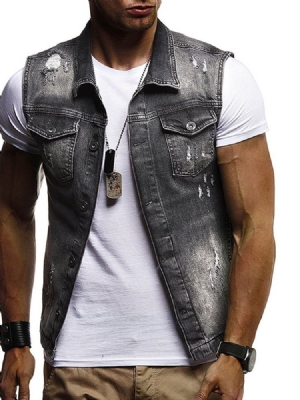 Colete Casual Masculino De Lapela Lisa De Peito Único