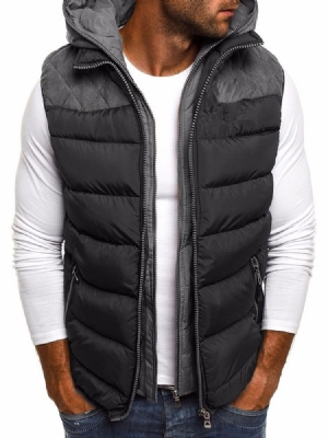 Colete Europeu Com Capuz E Zíper Em Bloco De Cores Patchwork Masculino