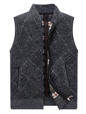 Colete De Gola Casual Com Zíper Masculino