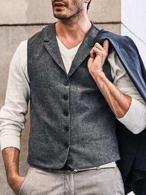 Colete De Lapela Lisa Europeia Com Decote Único Masculino