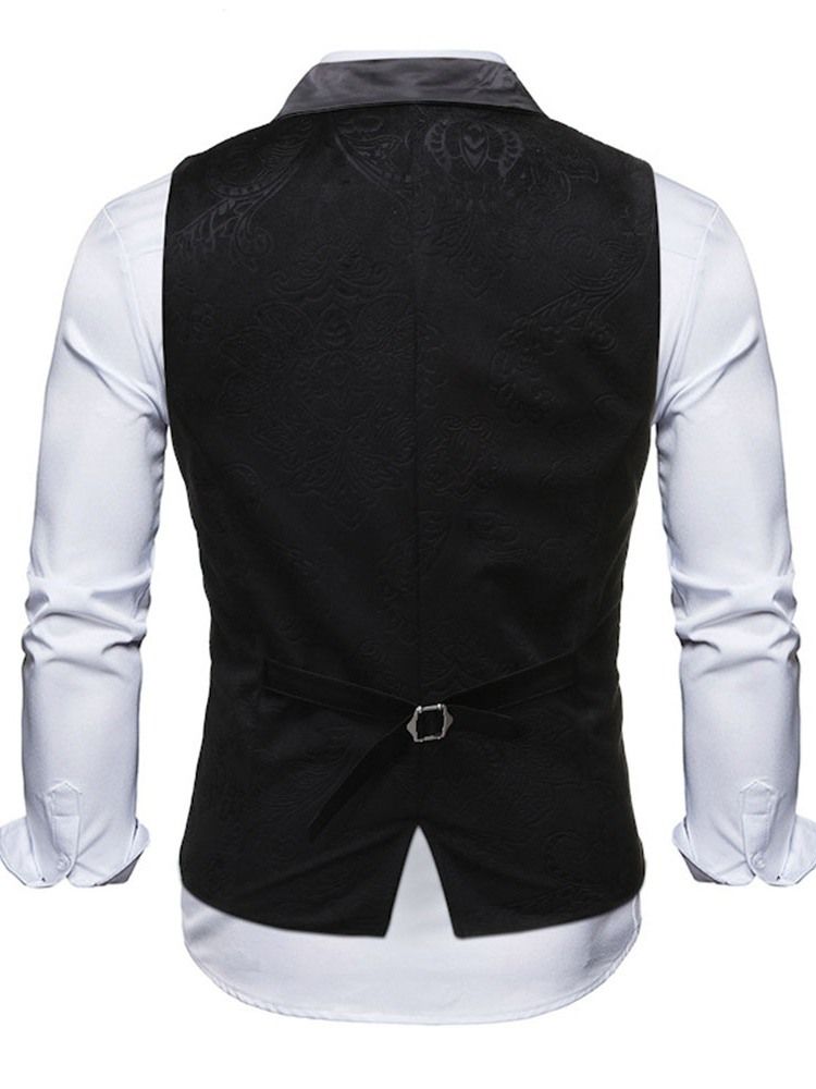 Colete Masculino Casual De Botão Liso Com Peito Único