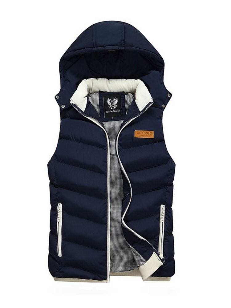 Colete Masculino Casual Slim Com Zíper Liso
