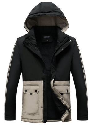 Color Block Patchwork De Comprimento Médio Zíper Casual Jaqueta Masculina