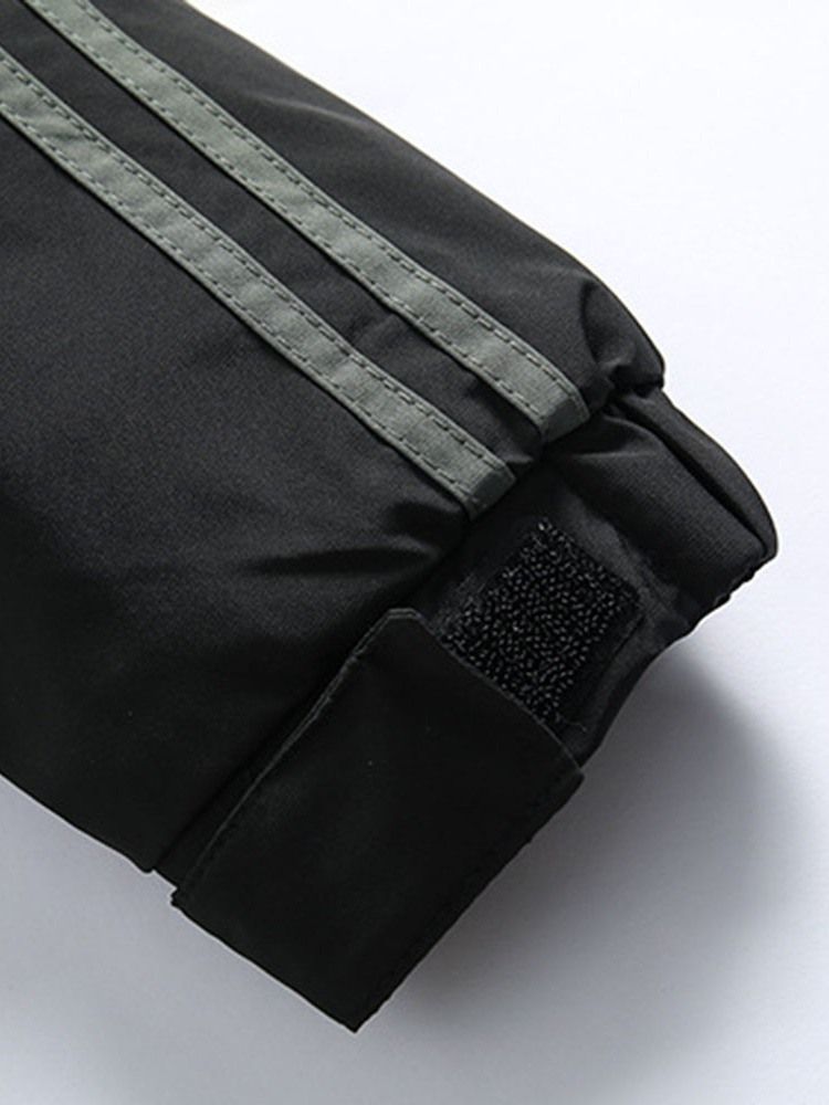 Color Block Patchwork De Comprimento Médio Zíper Casual Jaqueta Masculina