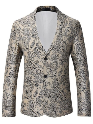 Eridress Estampado Lapela Entalhado Blazer Masculino Slim Vogue