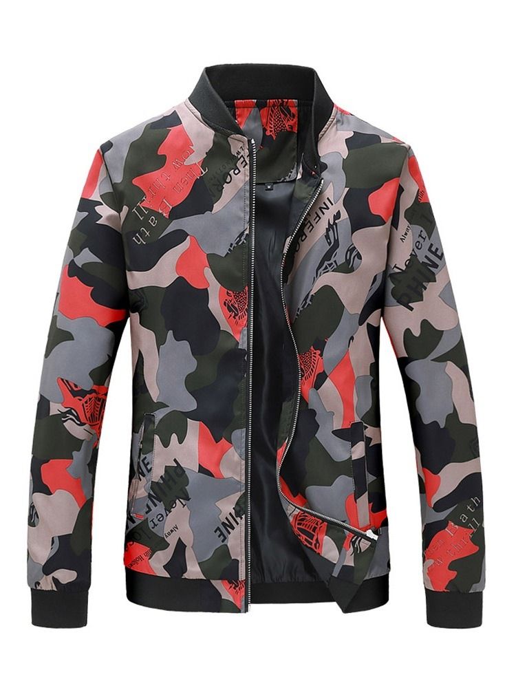 Jaqueta Casual Masculina De Colarinho Estampado