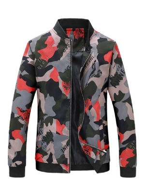 Jaqueta Casual Masculina De Colarinho Estampado