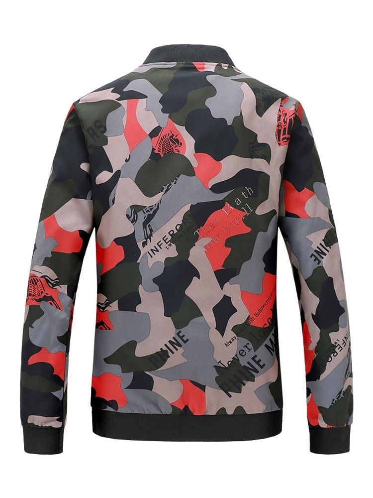 Jaqueta Casual Masculina De Colarinho Estampado
