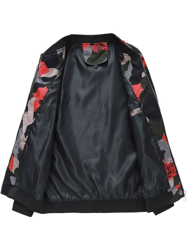 Jaqueta Casual Masculina De Colarinho Estampado