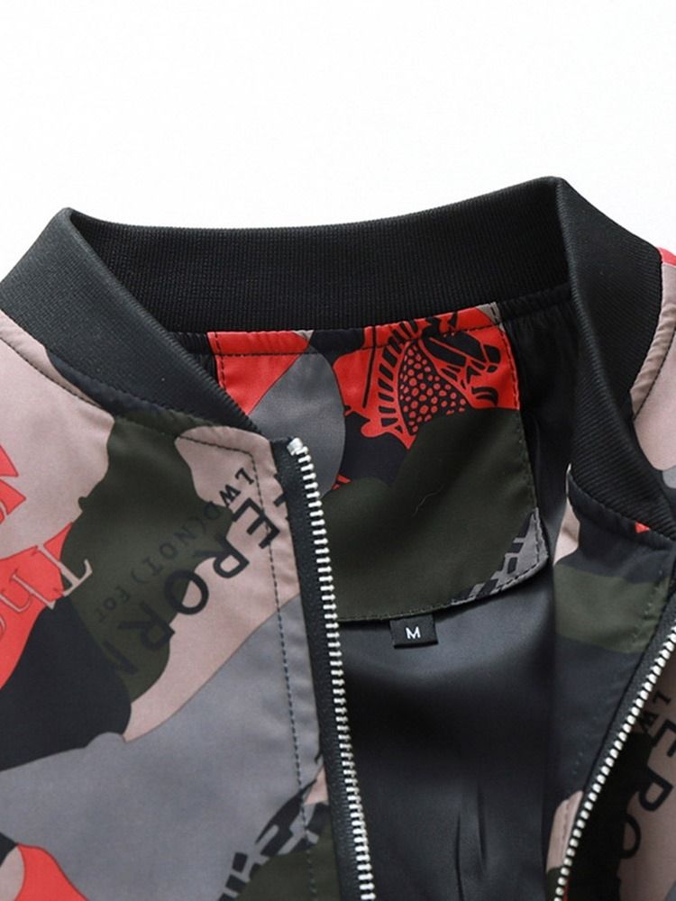 Jaqueta Casual Masculina De Colarinho Estampado