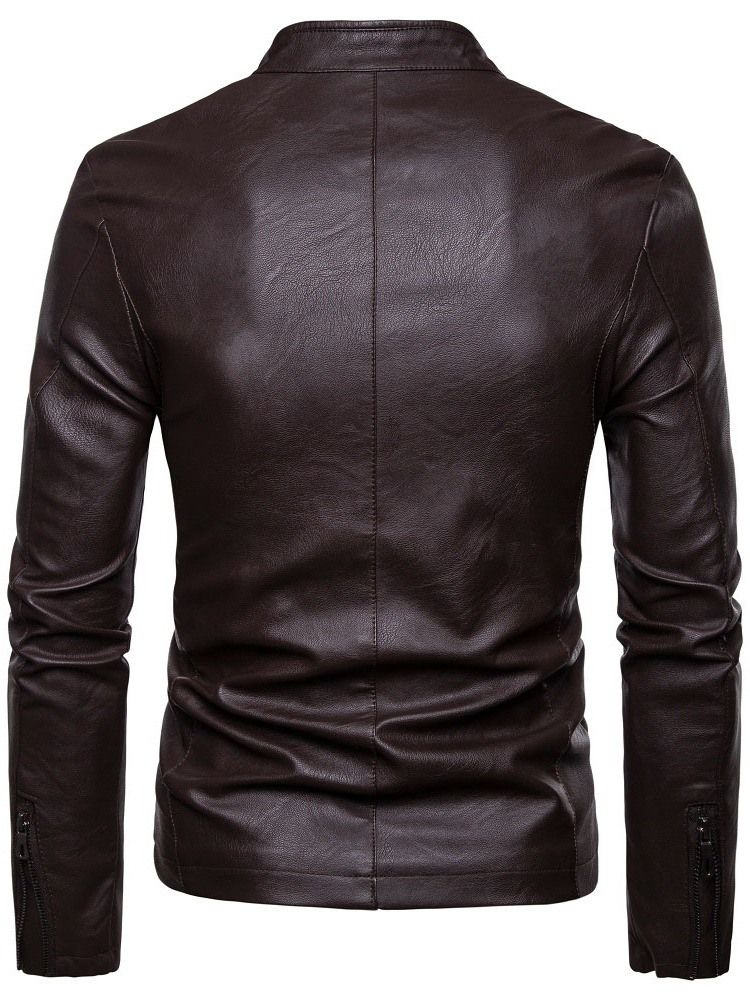Jaqueta Casual Masculina De Colarinho Liso Com Zíper