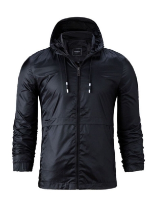 Jaqueta Casual Masculina Com Capuz E Renda Lisa