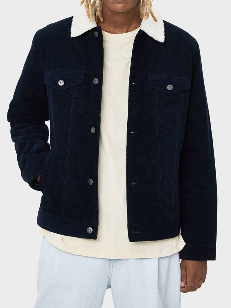 Jaqueta Casual Masculina De Lapela Espessa Patchwork