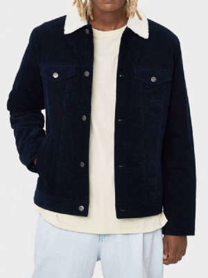 Jaqueta Casual Masculina De Lapela Espessa Patchwork