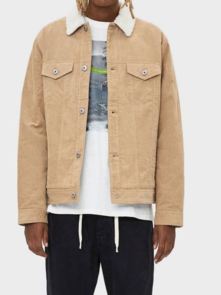 Jaqueta Casual Masculina De Lapela Espessa Patchwork