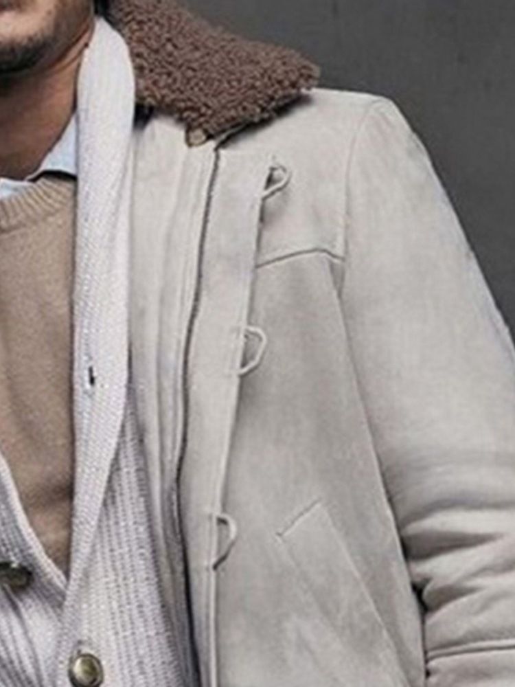 Jaqueta Color Block Lapel Thick Slim Masculino