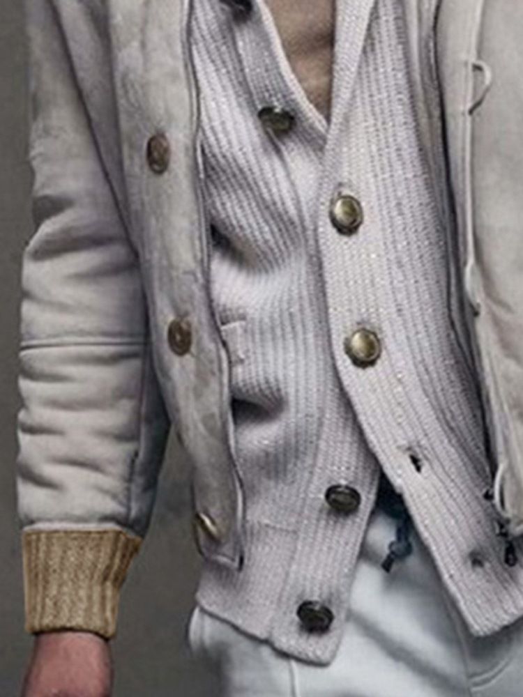 Jaqueta Color Block Lapel Thick Slim Masculino