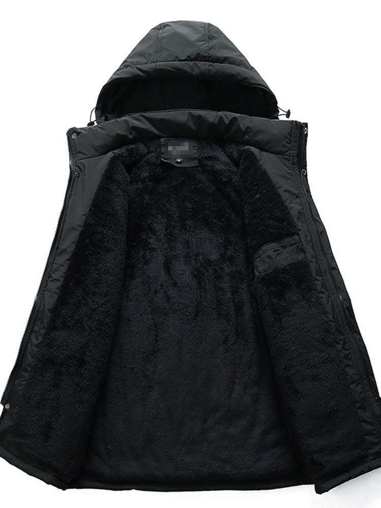 Jaqueta Com Capuz De Comprimento Médio Patchwork Com Zíper Casual Masculino