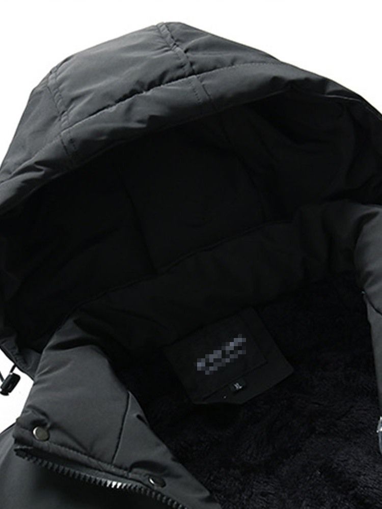 Jaqueta Com Capuz De Comprimento Médio Patchwork Com Zíper Casual Masculino