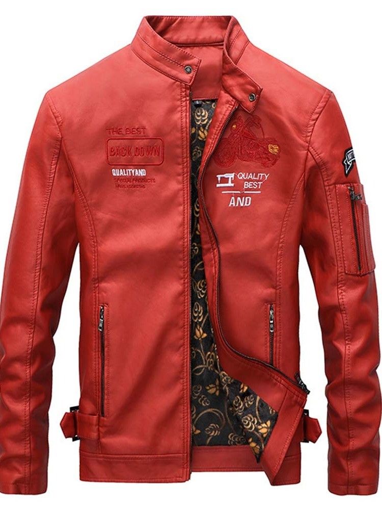 Jaqueta De Couro Fina Masculina De Inverno Com Colarinho Padrão Para Carta