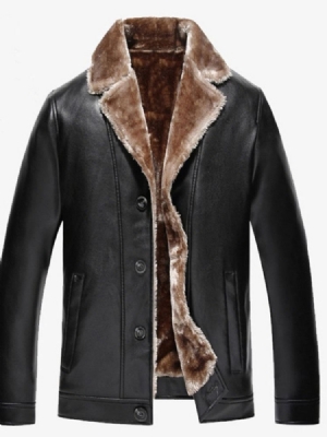 Jaqueta De Couro De Inverno Casual Lisa De Lapela Lisa Masculino