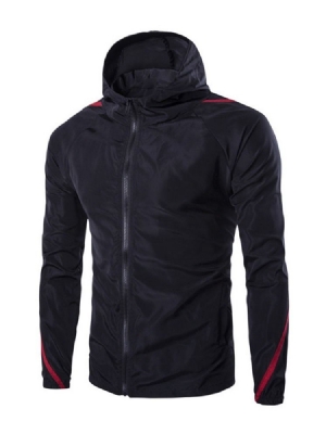 Jaqueta Europeia Slim Masculina Com Capuz Color Block Patchwork