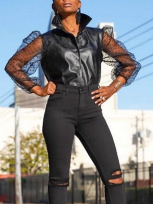 Jaqueta Feminina De Couro Da Moda Africana Padrão Slim Pu