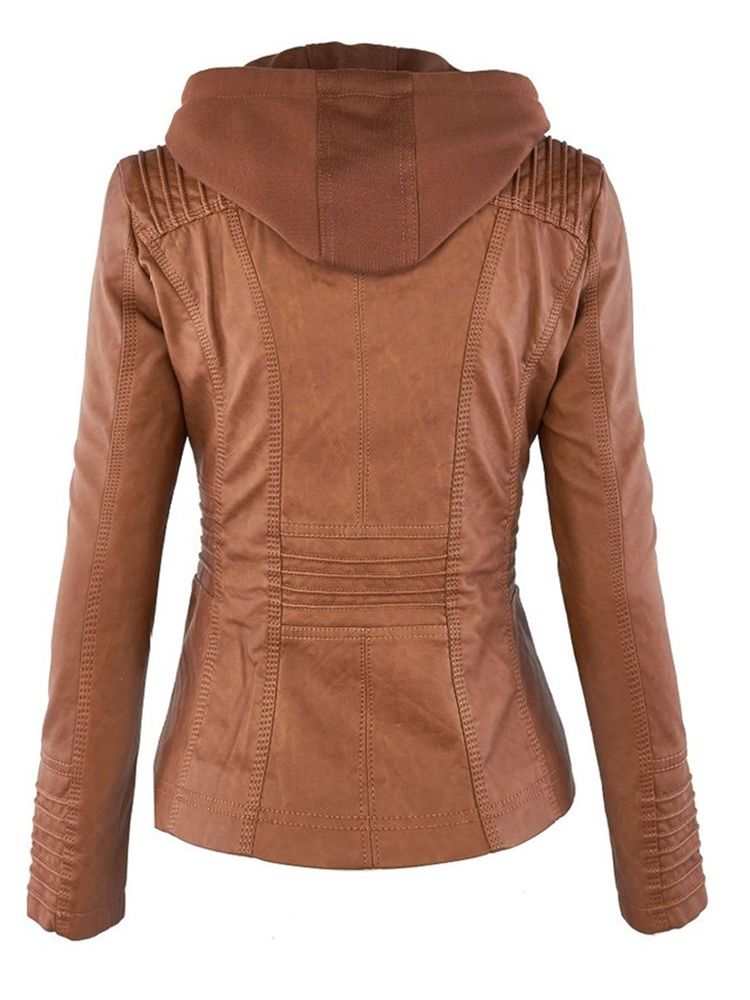 Jaqueta Feminina Elegante Com Capuz De Dupla Camada Tamanho Plus