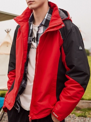 Jaqueta Fleece Color Block Com Capuz Esportes Inverno Masculino