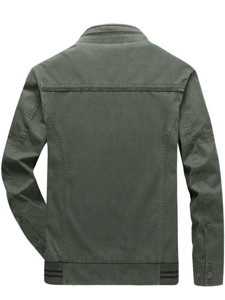 Jaqueta De Gola Masculina Com Zíper Color Block