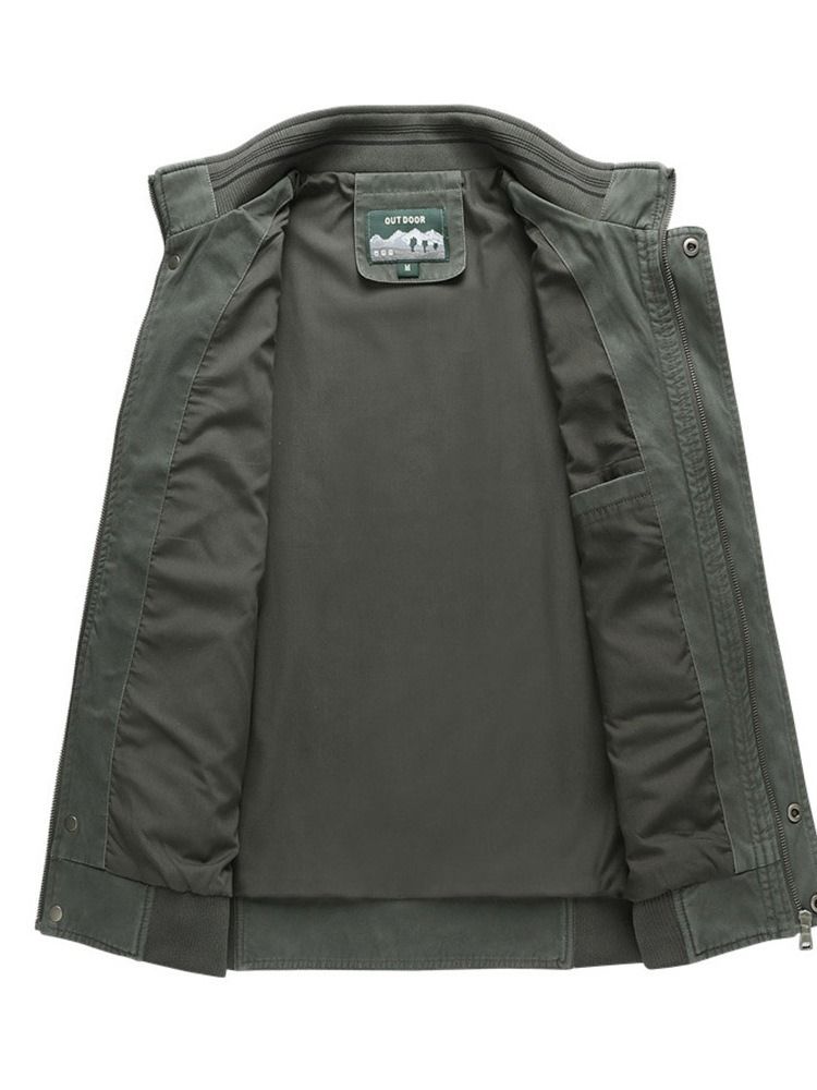 Jaqueta De Gola Masculina Com Zíper Color Block