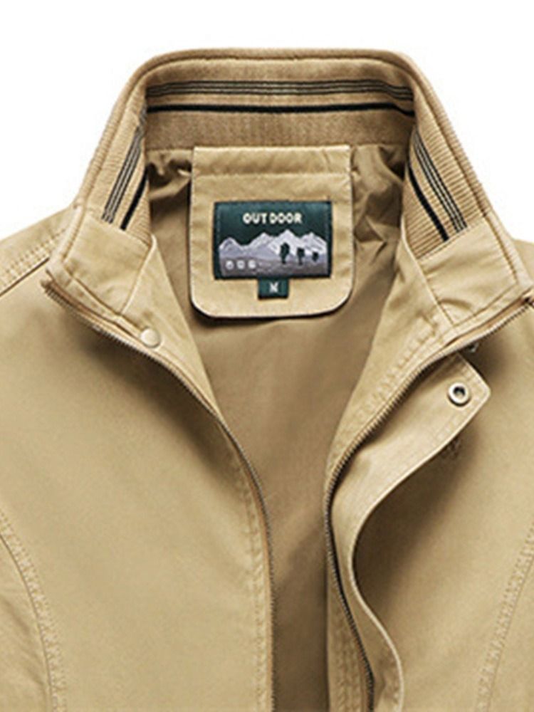 Jaqueta De Gola Masculina Com Zíper Color Block