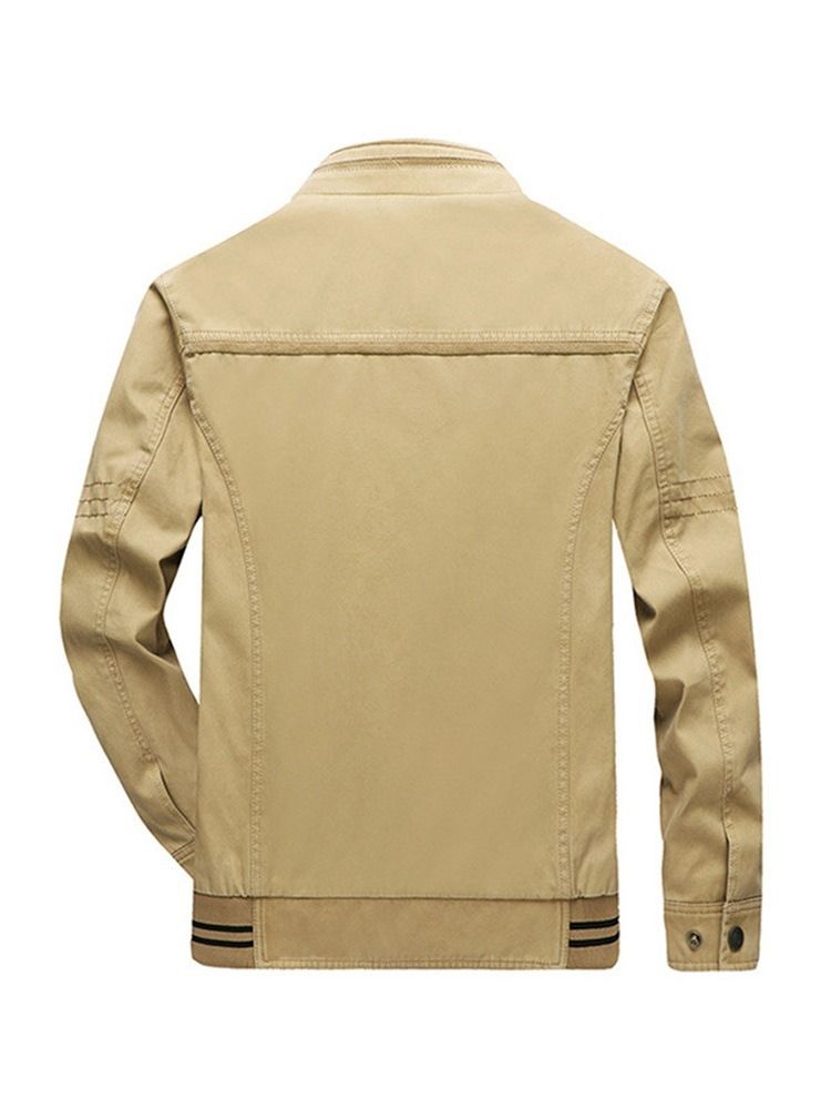 Jaqueta De Gola Masculina Com Zíper Color Block