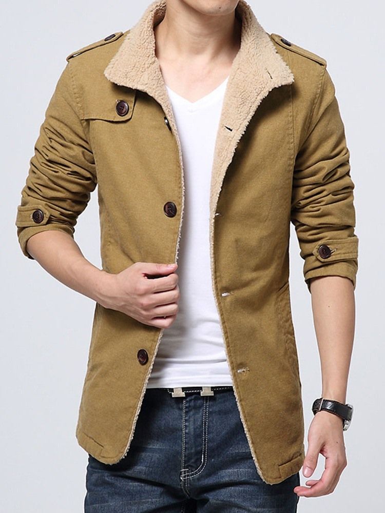 Jaqueta De Inverno Com Gola Lisa De Lã Masculina