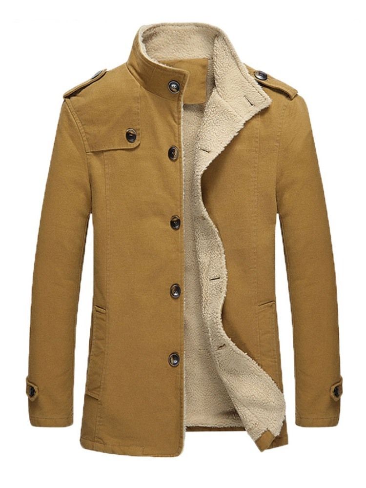 Jaqueta De Inverno Com Gola Lisa De Lã Masculina
