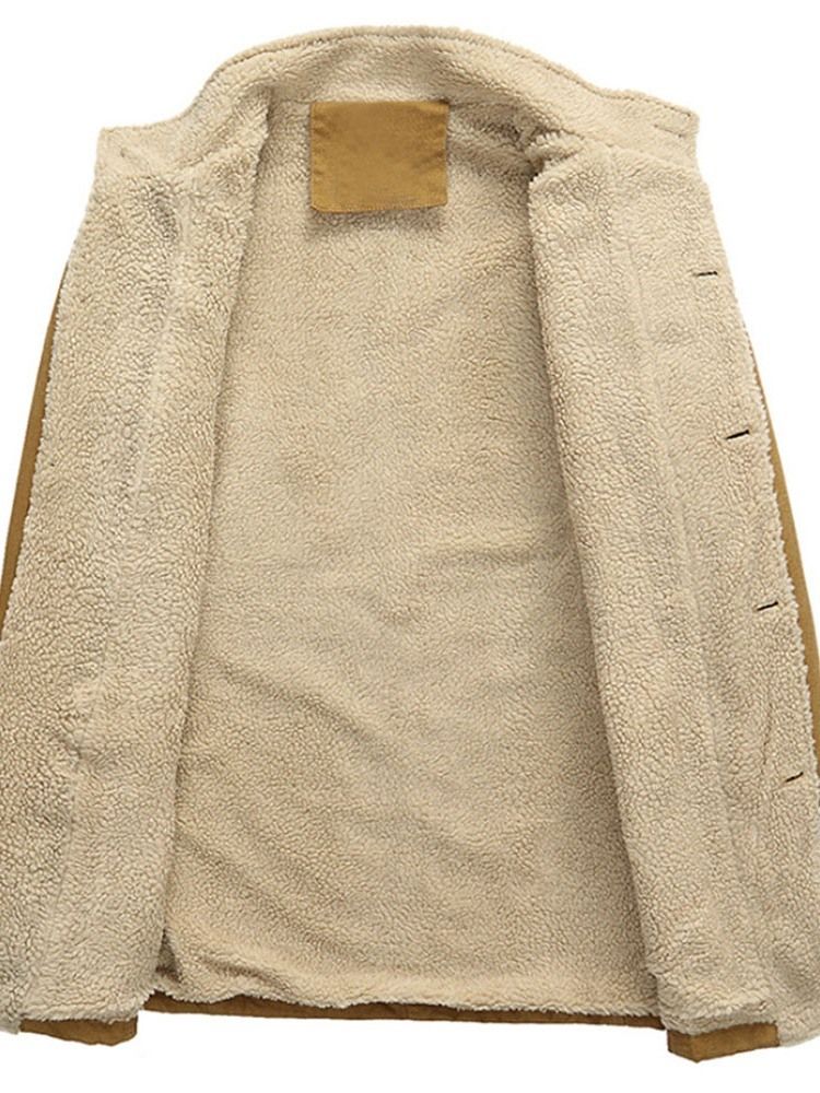 Jaqueta De Inverno Com Gola Lisa De Lã Masculina