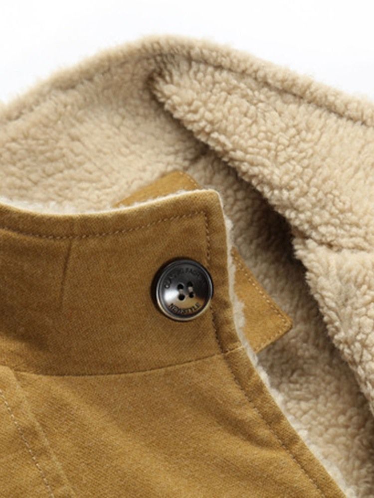 Jaqueta De Inverno Com Gola Lisa De Lã Masculina